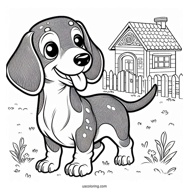 Dachshund Dog Outside Of House