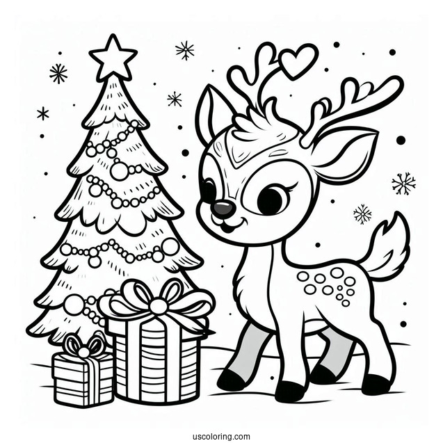 Rudolph Coloring Page At The North Pole