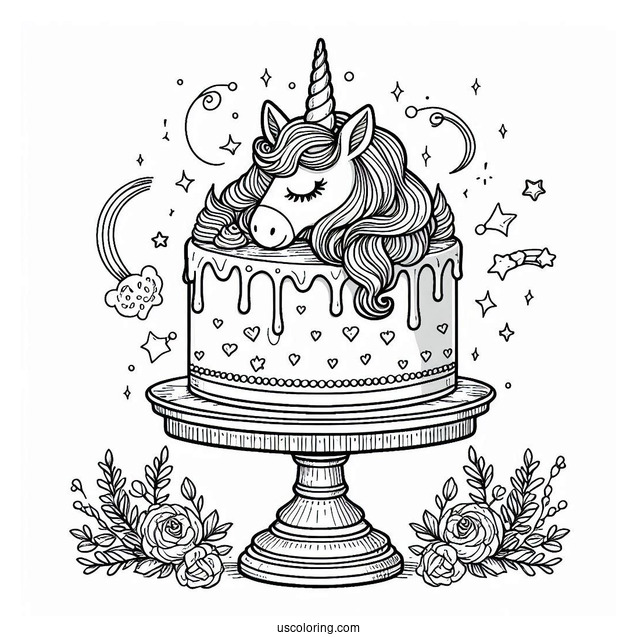 Unicorn Cake On Pedestal