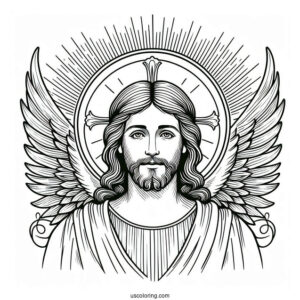 Simple Jesus Coloring Page With A Halo For Kids