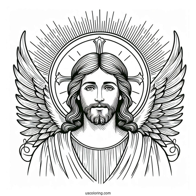 Simple Jesus Coloring Page With A Halo For Kids