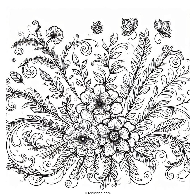Elegant Floral Pattern Coloring Page