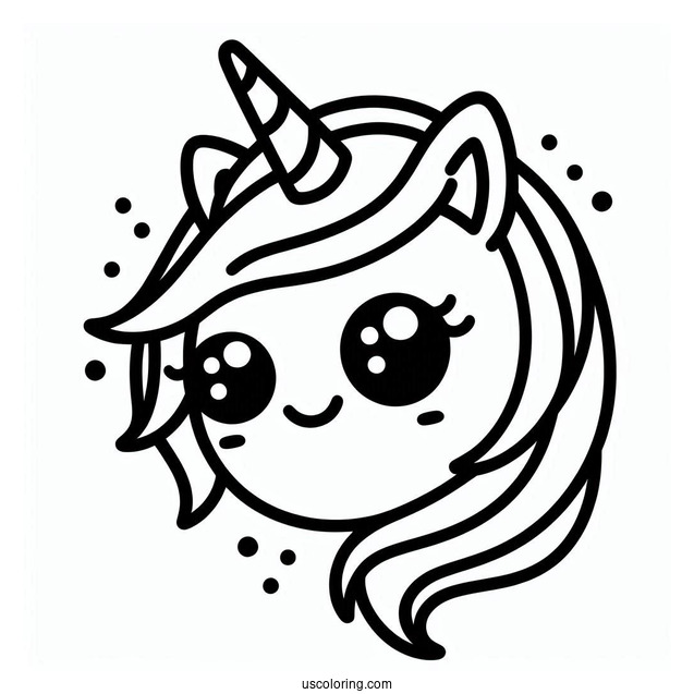 Easy Unicorn Emoji Coloring Page