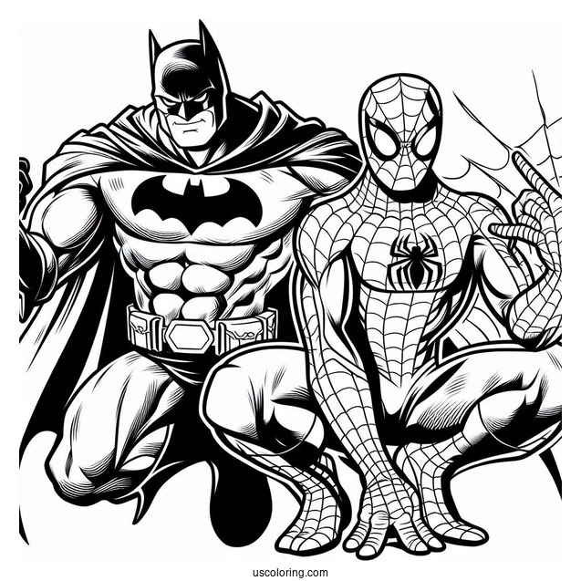 Batman And Spider-Man Coloring Sheet