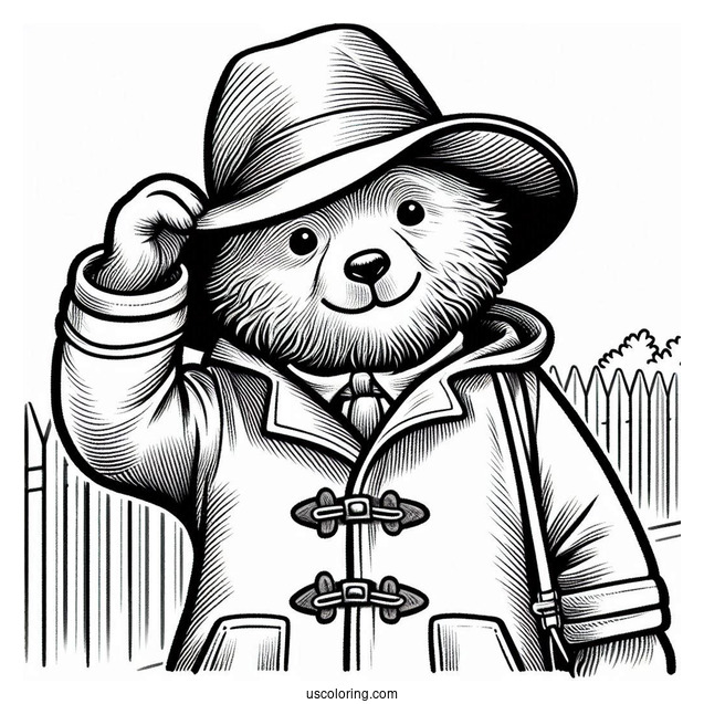 Paddington Coloring Page Tipping His Hat For Preschoolers