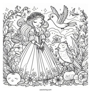 Coloring Page Of Flora, Fauna, and Merryweather