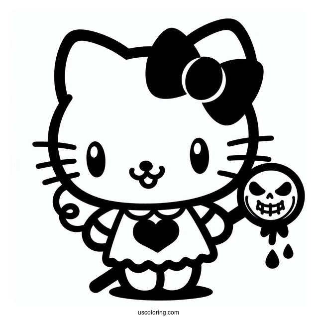 Sanrio Coloring Pages Of Kuromi With Evil Smile