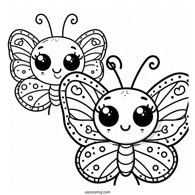 Coloring Sheet of Smiling Cartoon Butterfly