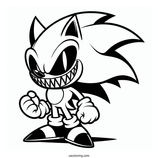 Evil Super Sonic Coloring Page With Sharp Teeth