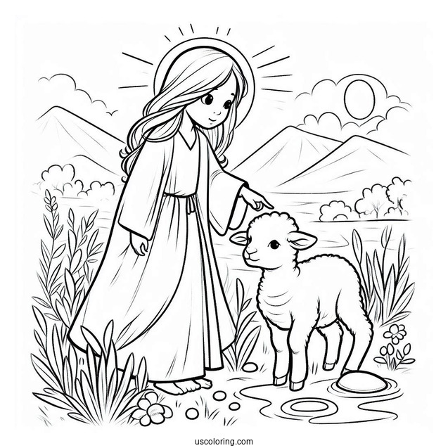 Jesus Coloring Page Finding The Missing Lamb For Kids