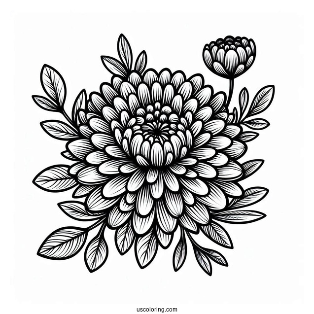 Flower Coloring Pages Of Chrysanthemum Flower Mandala