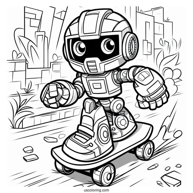 Rescue Bots Coloring Page Of Cody Burns Skateboarding