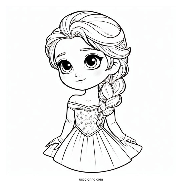 Young Elsa As A Child Simple Coloring In