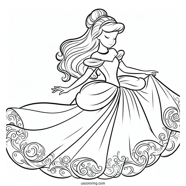 Simple Outline Of Cinderella To Color