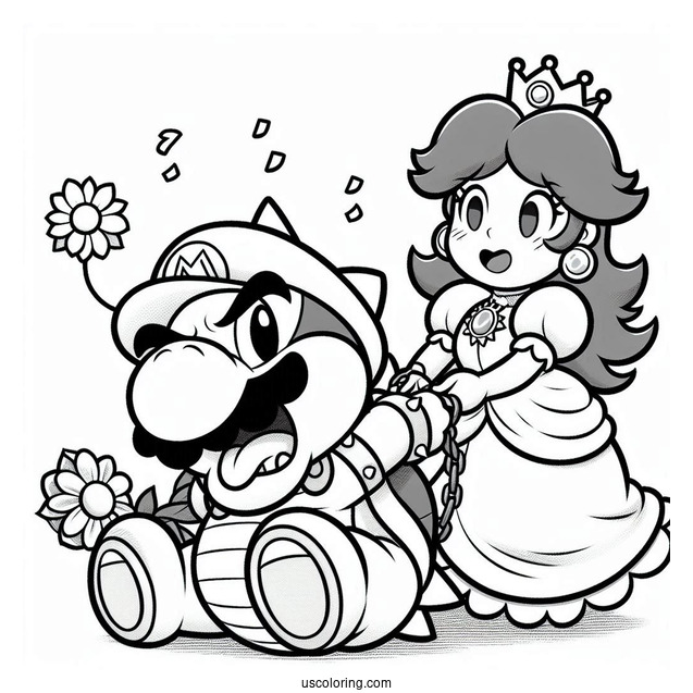 Bowser Taking Princess Daisy Coloring Page Hostage