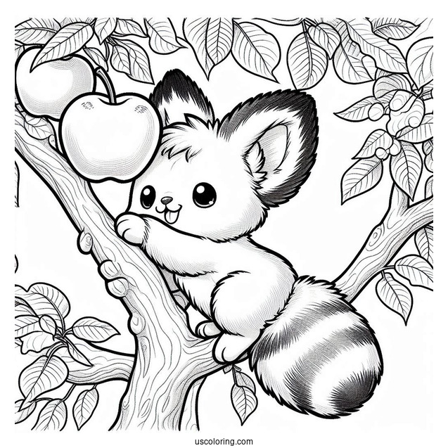 Pichu Coloring Page Climbing An Apple Tree