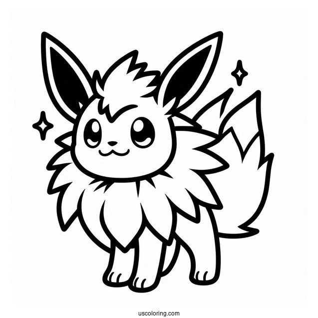 Simple Jolteon Coloring Page Outline For Preschoolers