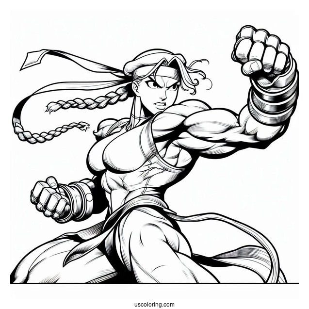 Street Fighter Coloring Page Of Cammy White In Battle Pose