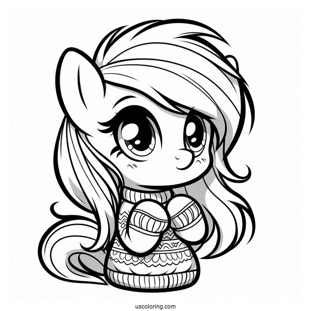 Cute Rainbow Dash Coloring Page Wearing A Sweater