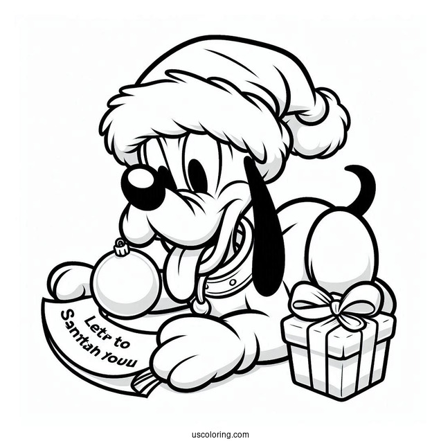 Pluto Coloring Page Biting Letter To Santa For Christmas