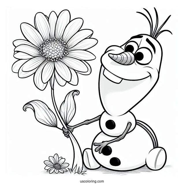 Olaf Looking At a Flower