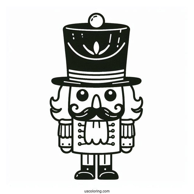 Cute Nutcracker Coloring Page With Top Hat And Mustache For Kids