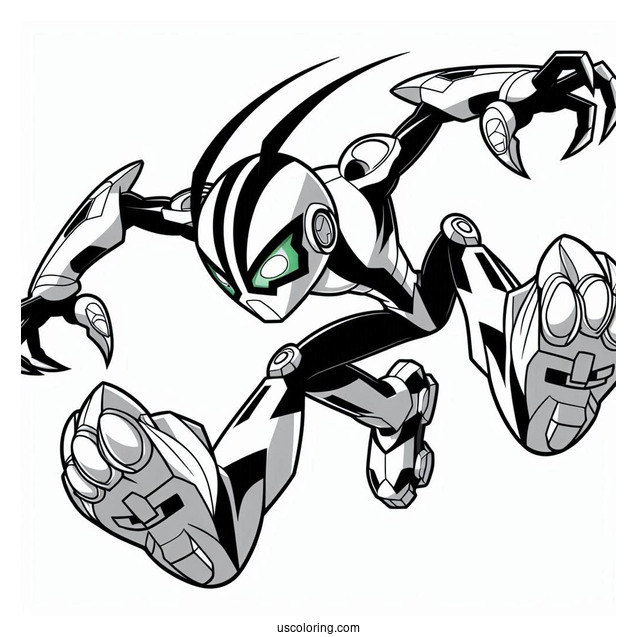 Ben 10 Coloring Page Of Crashhopper Leaping