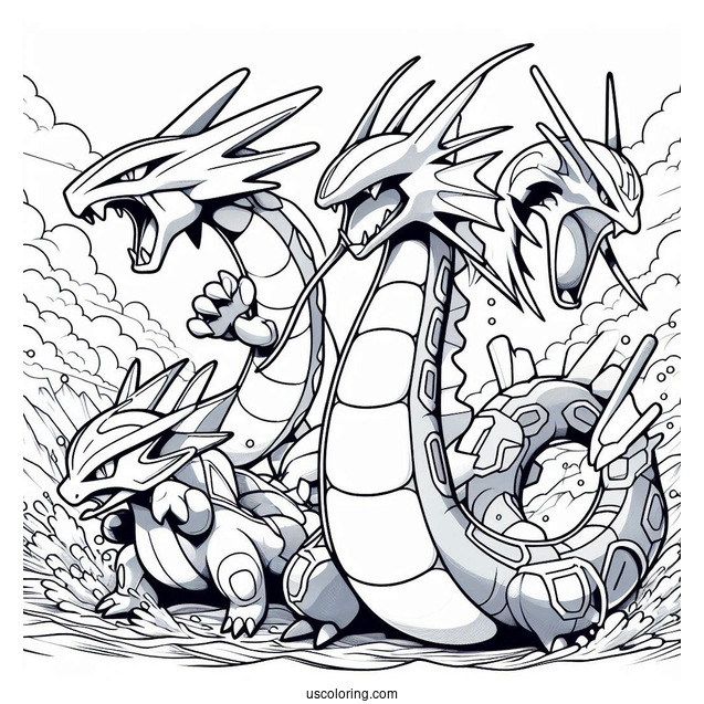 Groudon With Kyogre And Rayquaza Coloring Page