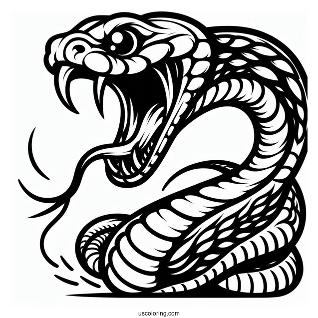 Fierce Looking Snake With Fangs And Tongue Out