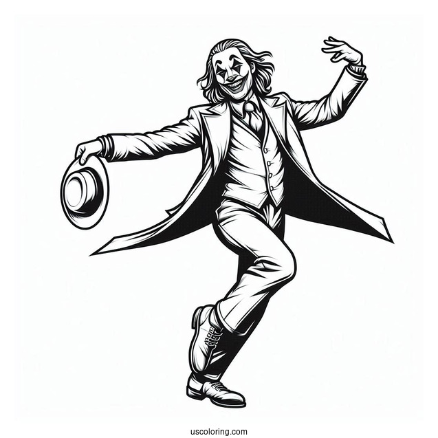 Detailed Coloring Sheet Of Joker Dancing