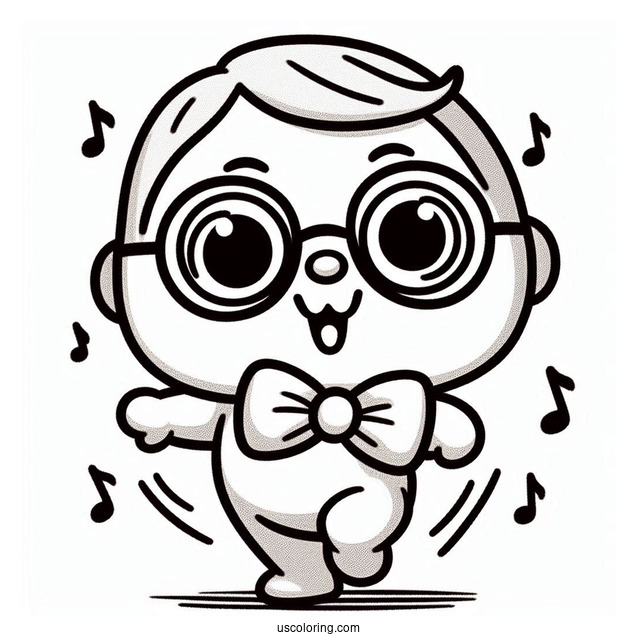 Pororo Coloring Page Of Harry With Bowtie Dancing