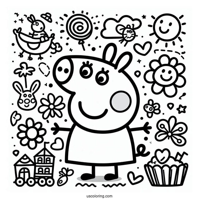 Peppa Pig Logo Coloring Page For Toddlers