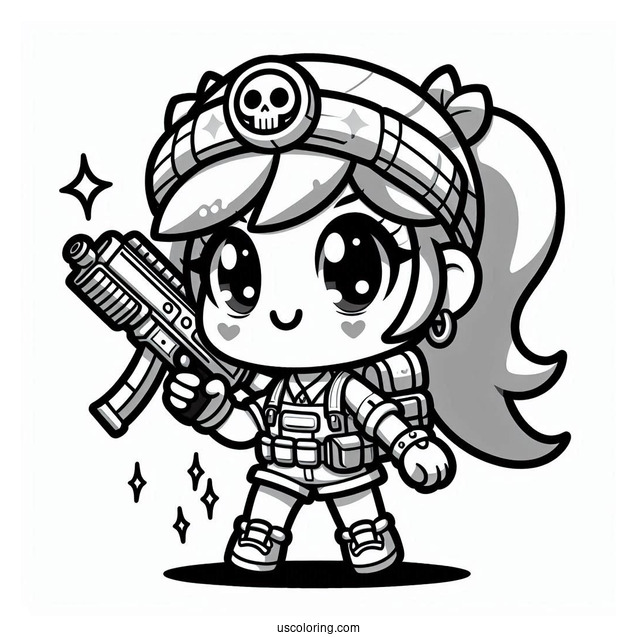 Brawl Stars Coloring Page Of Kawaii Jessie Carrying Her Gun