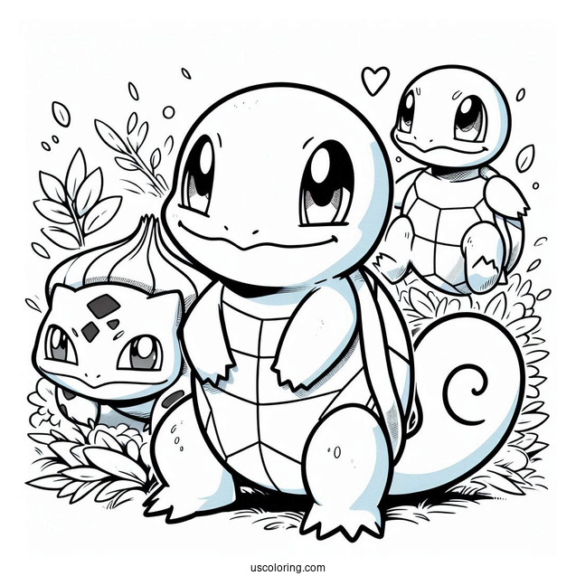 Squirtle Coloring Page With Charmander And Bulbasaur