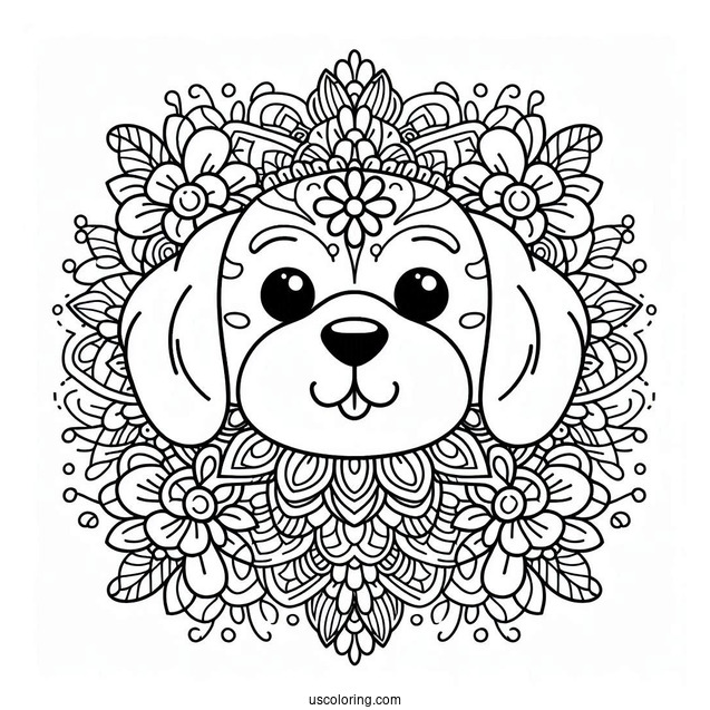 Cartoon Dog With Mandala