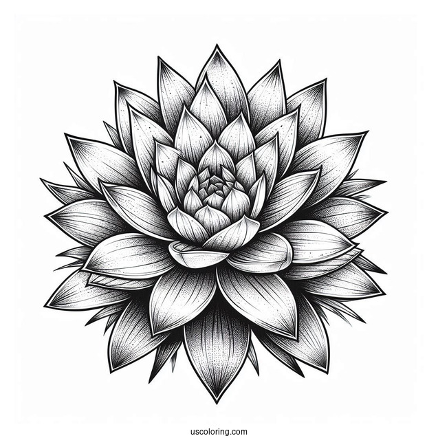 Realistic Succulent Coloring Page With Cactus