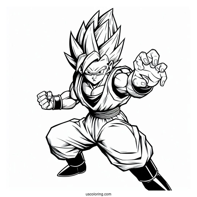 Intense Tien Shinhan in Battle Stance Dragon Ball Z Coloring Page
