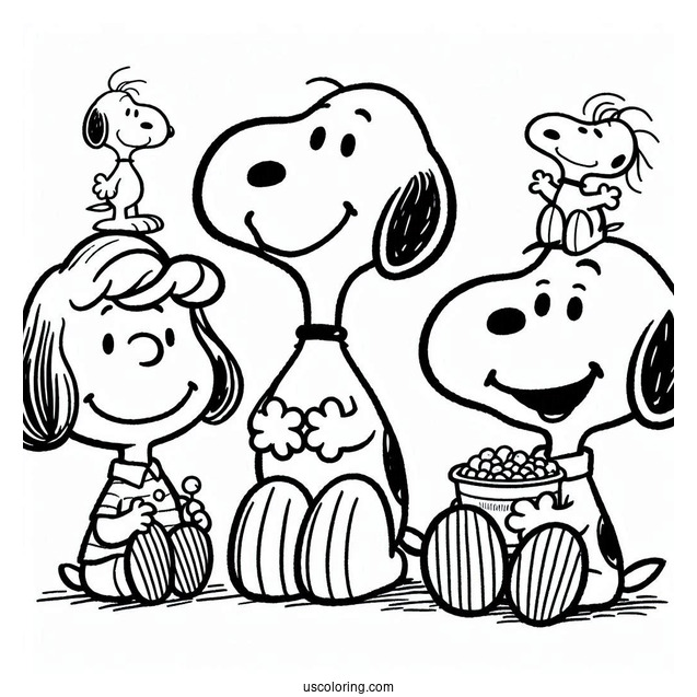 Snoopy And Peanuts Gang To Color