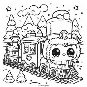 Kawaii Polar Express Coloring Page Passengers For Preschoolers