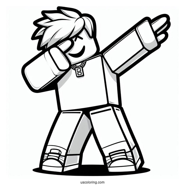 Dabbing Roblox Guy Coloring Page For Kids