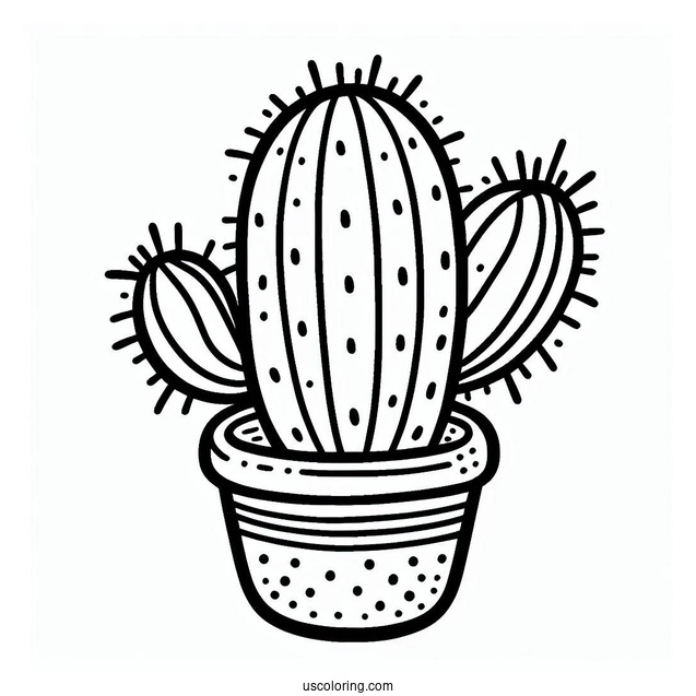 Simple Outline Of a Cactus Plant For Preschoolers