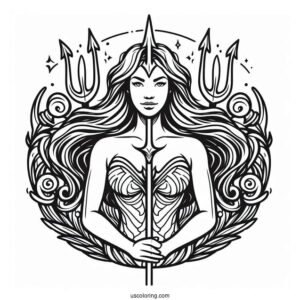Easy Aquaman Coloring Page Trident For Kids