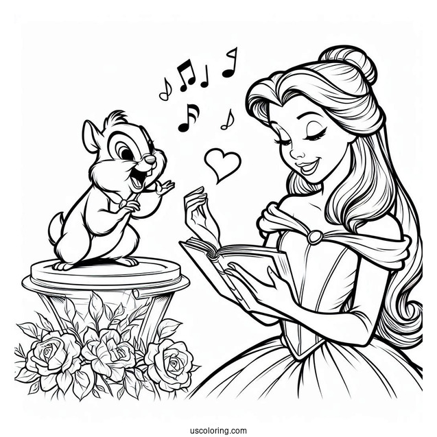 Belle Signing To Chip Coloring Page