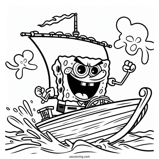 Flying Dutchman In A Rage SpongeBob Coloring Page