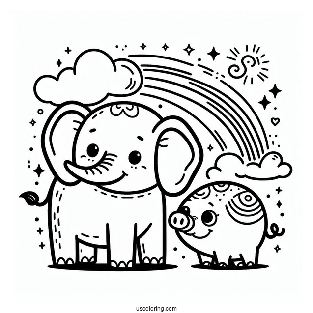 Elephant And Piggie Coloring For Preschoolers