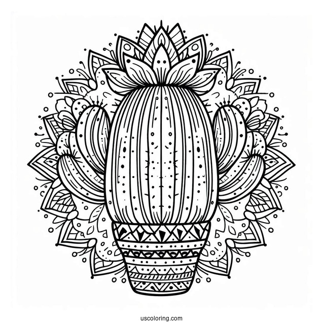 Cactus Mandala To Color For Relaxation