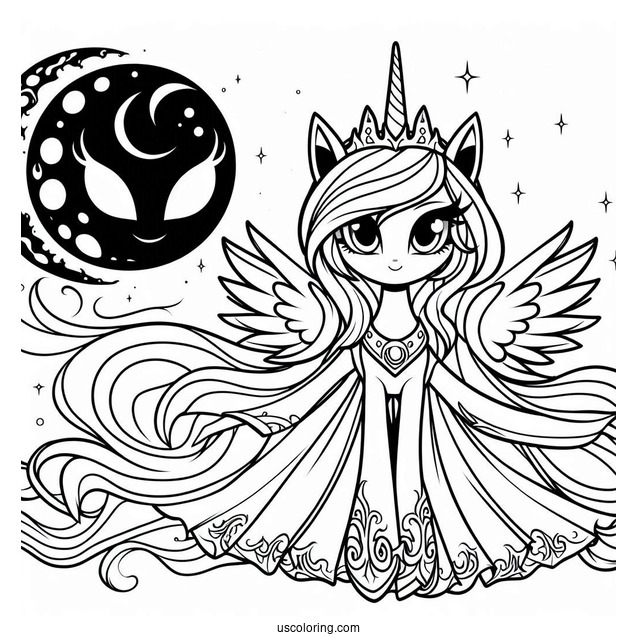Princess Luna Coloring Page With Nightmare Moon Alter Ego For Kids