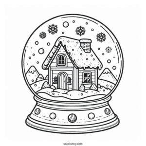 Gingerbread House Snow Globe Coloring Page For Kids