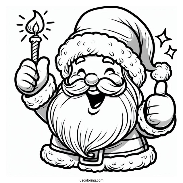 Easy Outline Of Jolly Santa To Color