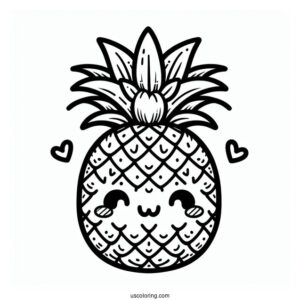 Kawaii Pineapple Coloring Page